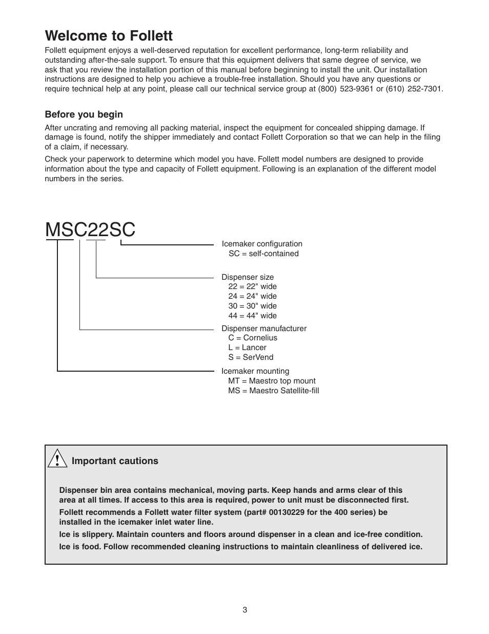 Msc22sc, Welcome to follett | Follett 400 Series User Manual | Page 3 / 20