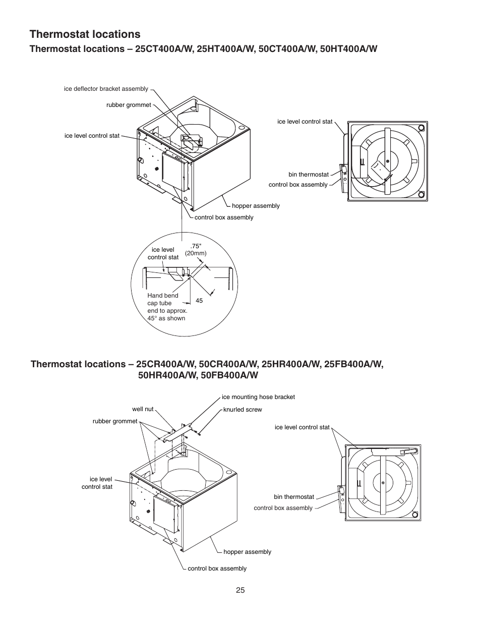 Thermostat locations | Follett 25 User Manual | Page 25 / 32