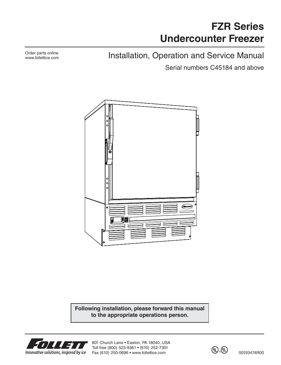 Follett FZR Series User Manual | 20 pages