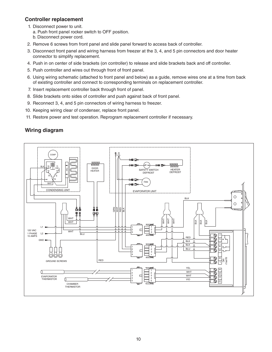 Controller replacement, Wiring diagram | Follett FZR Series User Manual | Page 10 / 20
