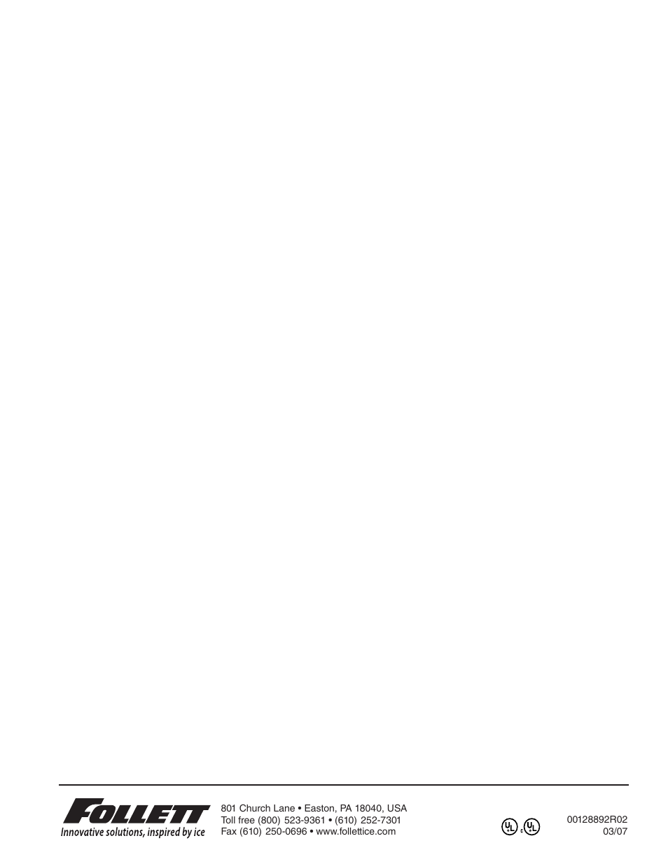Follett REF Series User Manual | Page 20 / 20