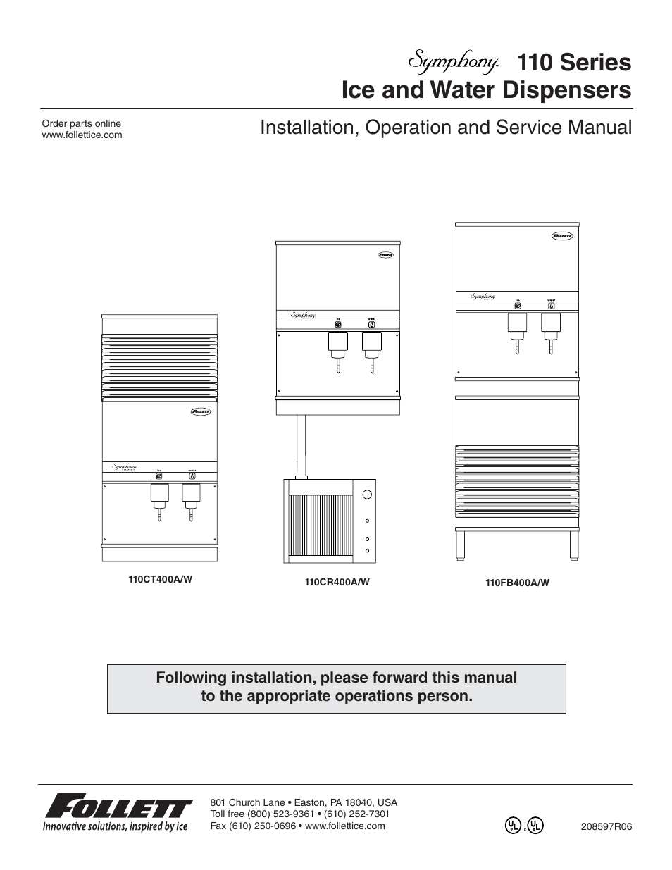 Follett 110CT400A/W User Manual | 32 pages