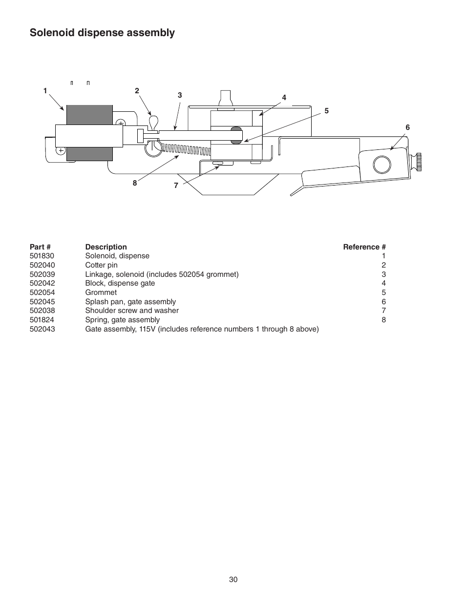 Solenoid dispense assembly | Follett 110CT400A/W User Manual | Page 30 / 32