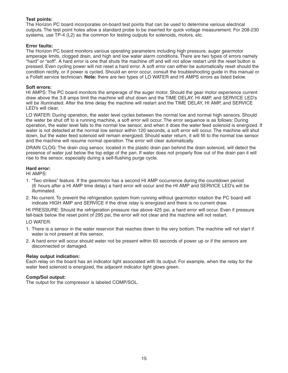 Follett HCE1400W User Manual | Page 15 / 40