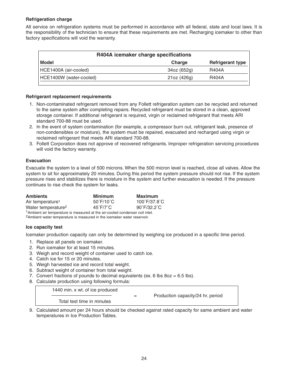 Follett HCE1400W User Manual | Page 24 / 40