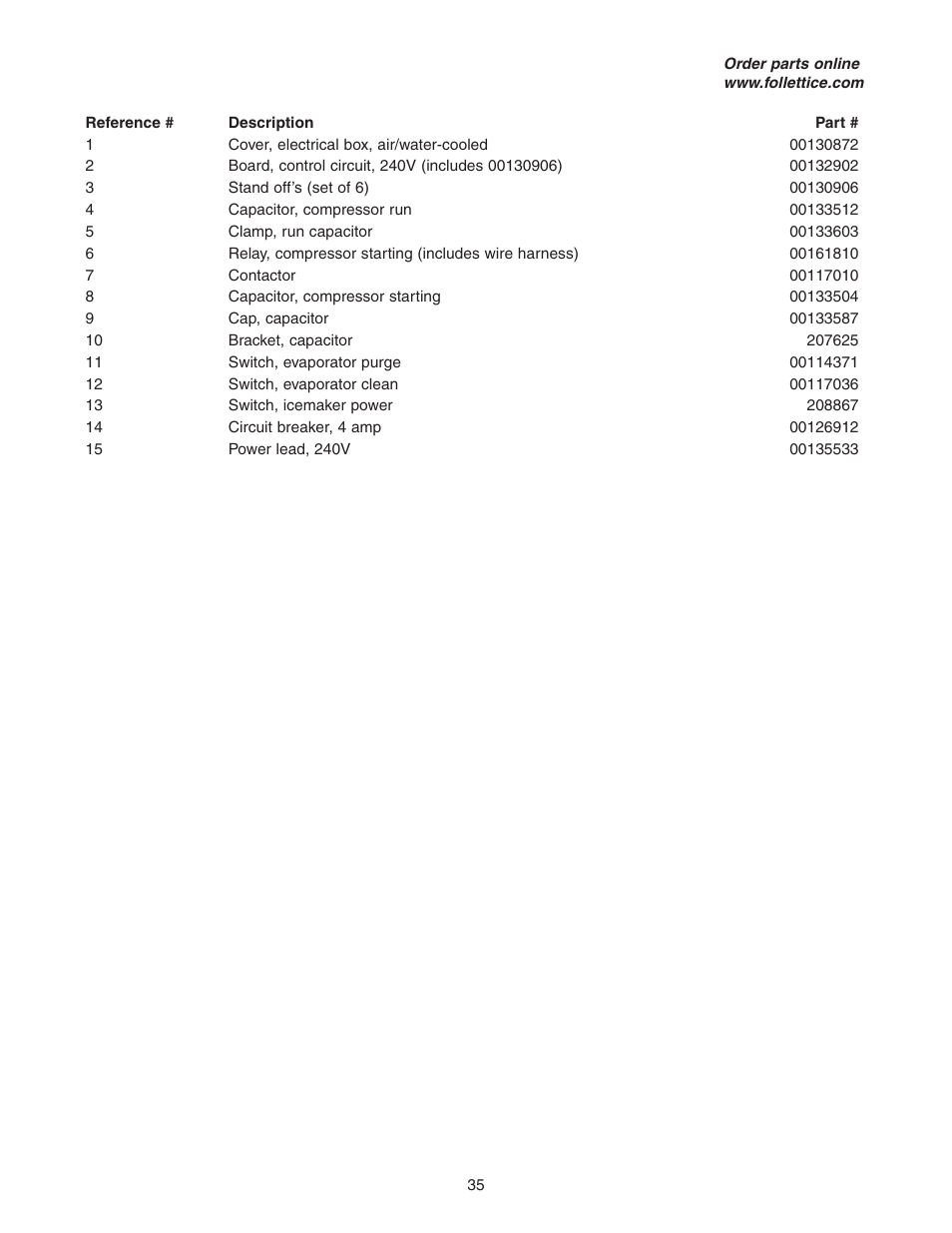 Follett HCE1400W User Manual | Page 35 / 40