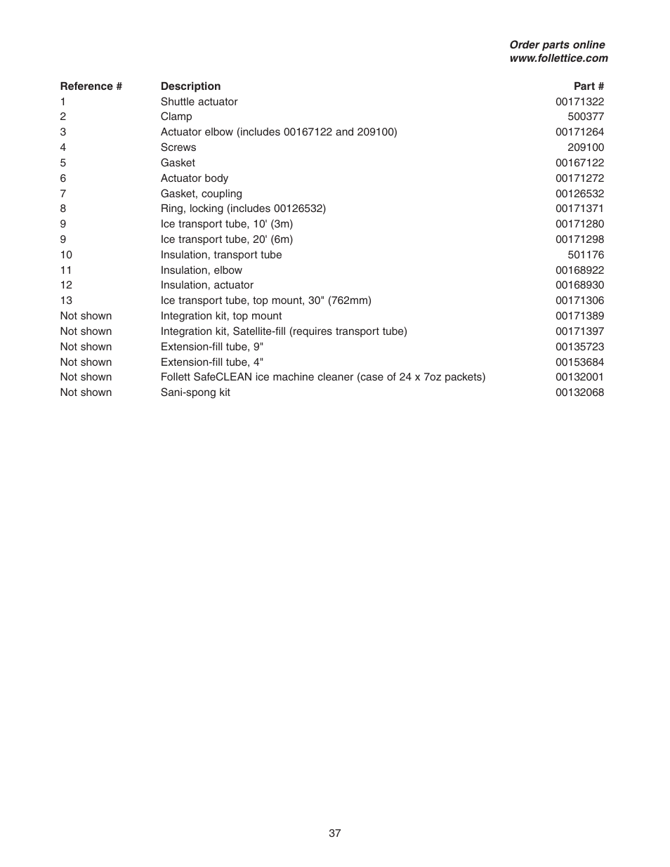 Follett HCE1400W User Manual | Page 37 / 40