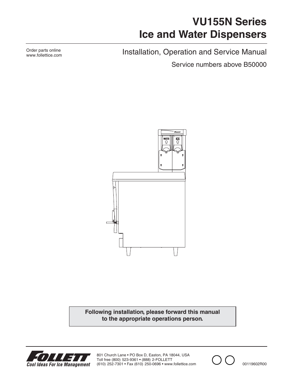 Follett VU155N Series User Manual | 20 pages