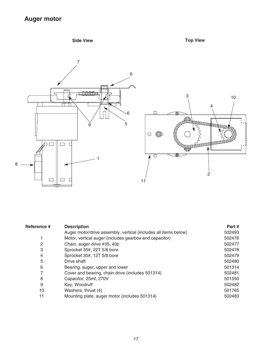 Auger motor | Follett VU155N Series User Manual | Page 17 / 20