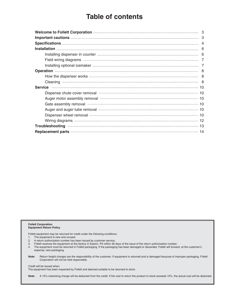 Follett VU155N Series User Manual | Page 2 / 20