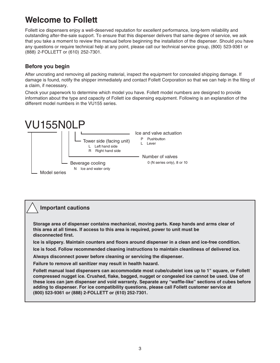 Vu155n0lp, Welcome to follett | Follett VU155N Series User Manual | Page 3 / 20