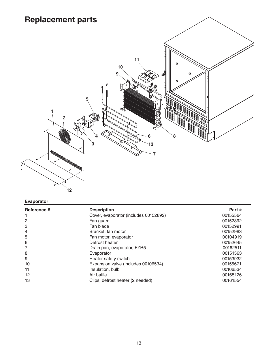 Replacement parts | Follett C45184 User Manual | Page 13 / 16