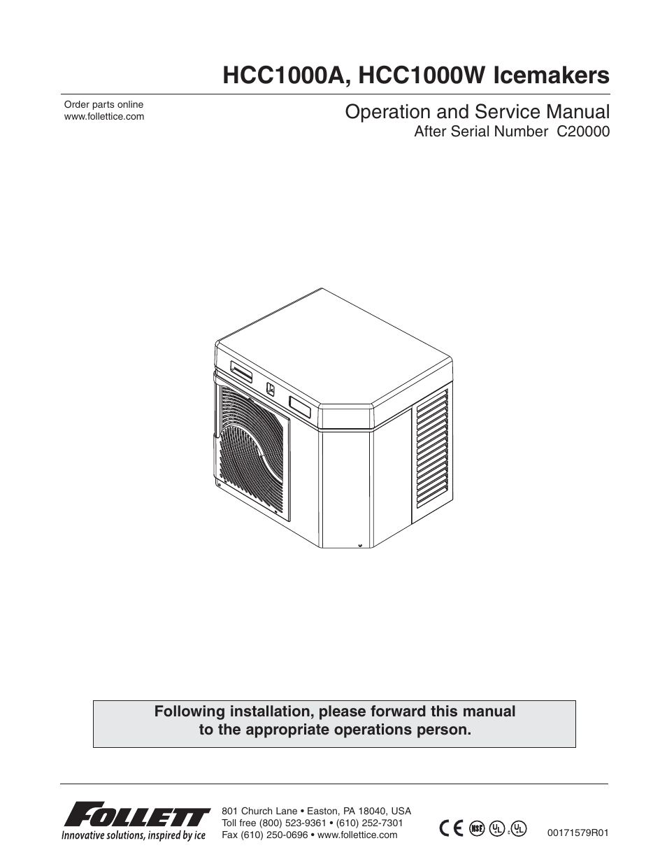 Follett HCC1000A User Manual | 40 pages