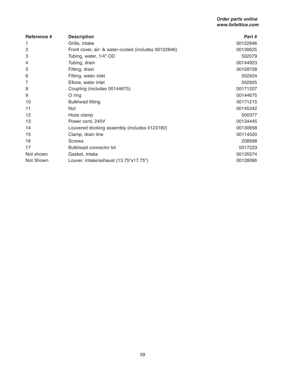 Follett HCC1000A User Manual | Page 39 / 40