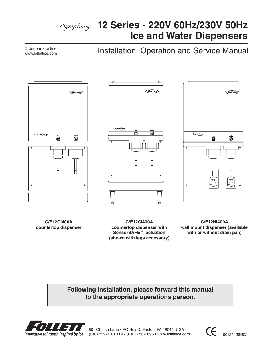 Follett C/E12CI400A User Manual | 40 pages