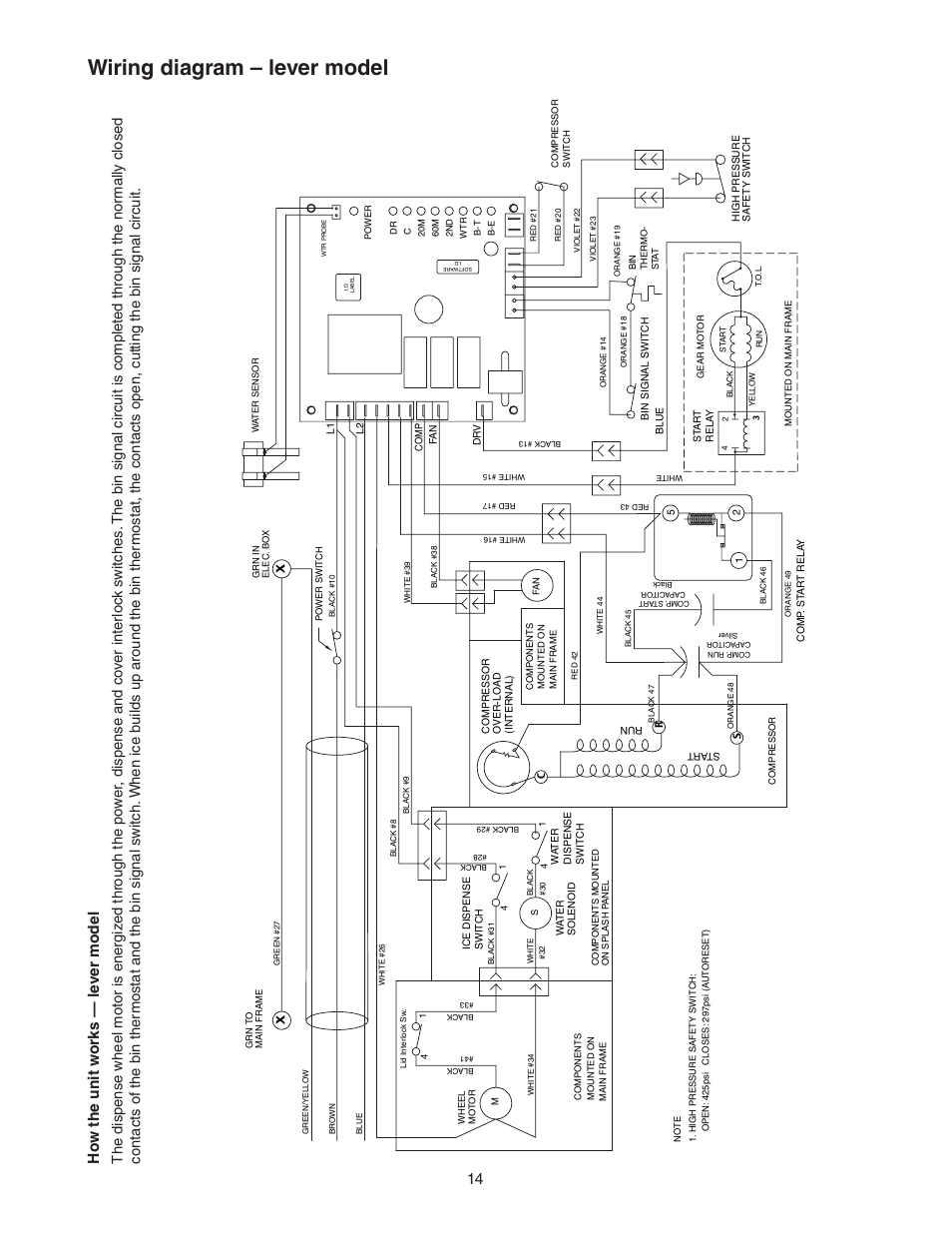 Wiring diagram – lever model, Ho w the unit w o rks — le v er model | Follett C/E12CI400A User Manual | Page 14 / 40