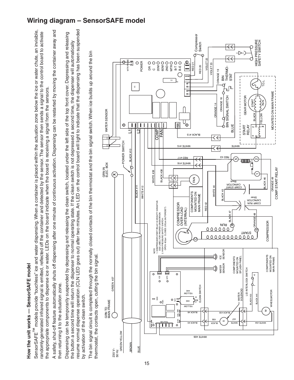 Wiring diagram – sensorsafe model, Ho w the unit w o rk s — sensors afe model | Follett C/E12CI400A User Manual | Page 15 / 40