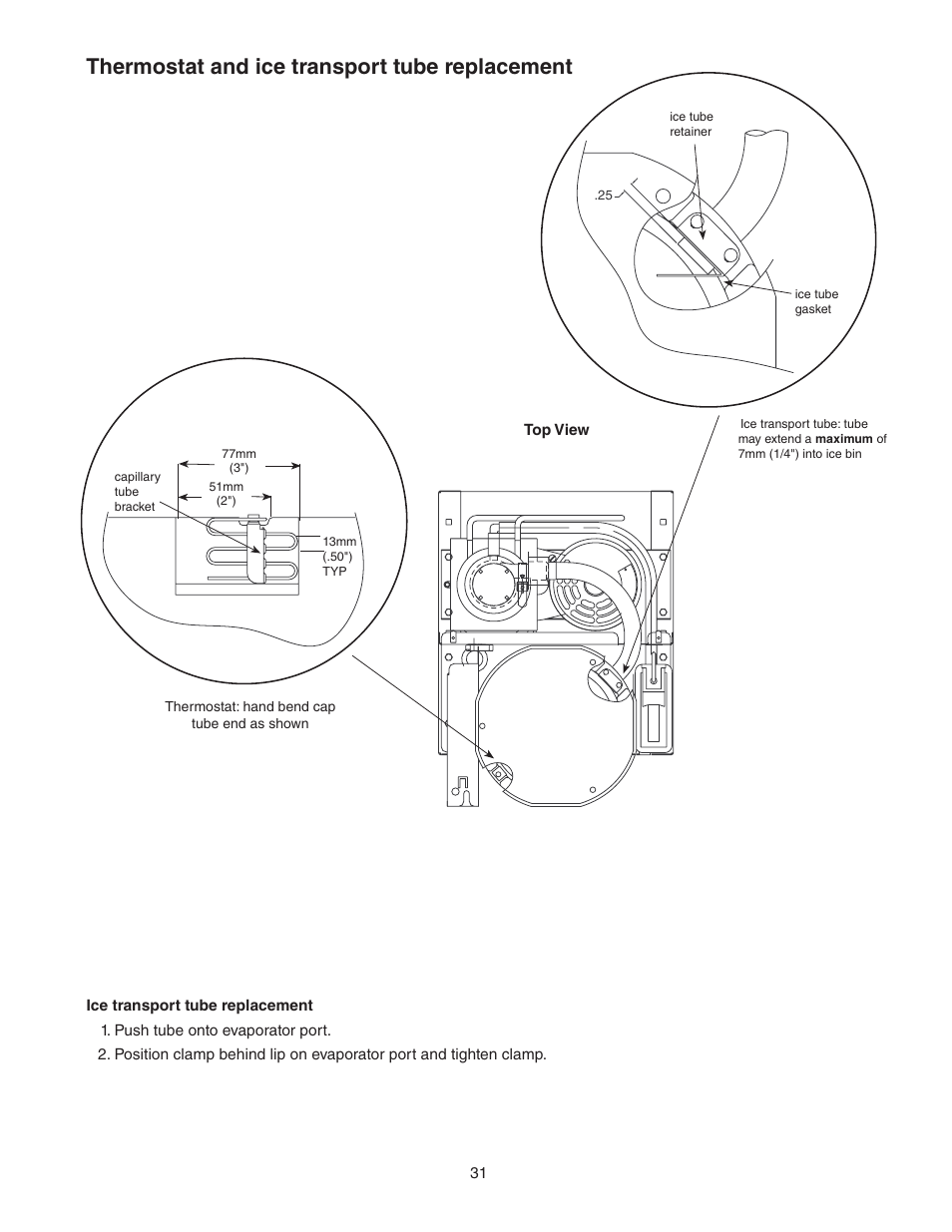 Thermostat and ice transport tube replacement | Follett C/E12CI400A User Manual | Page 31 / 40