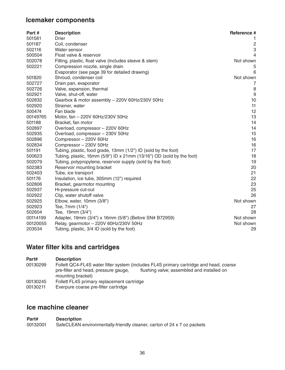 Ice machine cleaner | Follett C/E12CI400A User Manual | Page 36 / 40