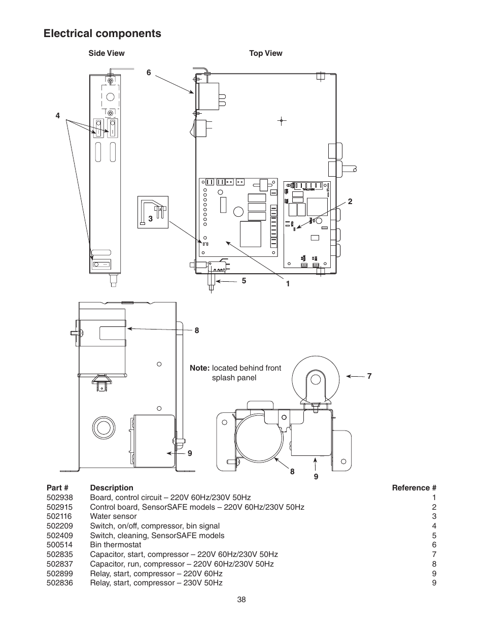 Electrical components | Follett C/E12CI400A User Manual | Page 38 / 40