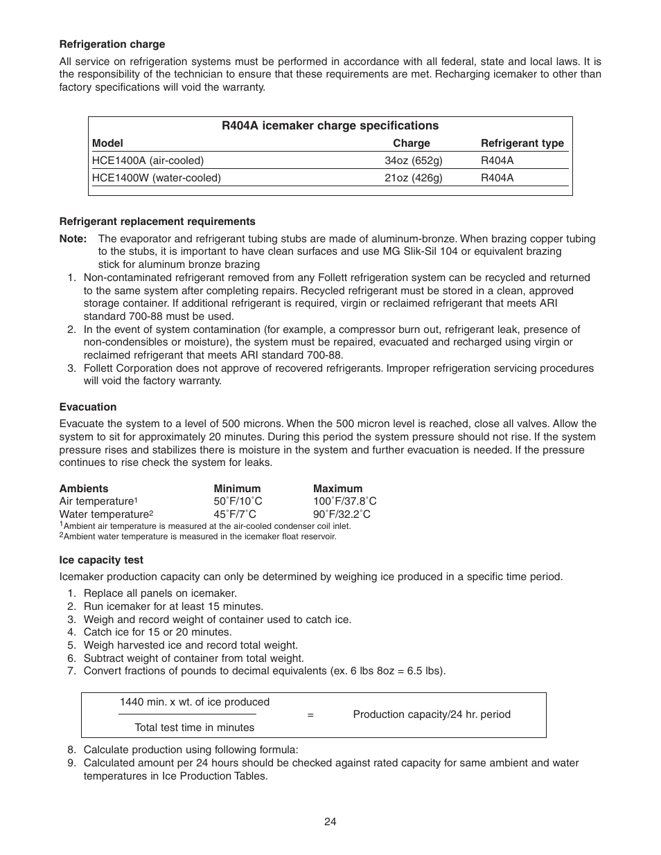 Follett HCE1400A User Manual | Page 24 / 40