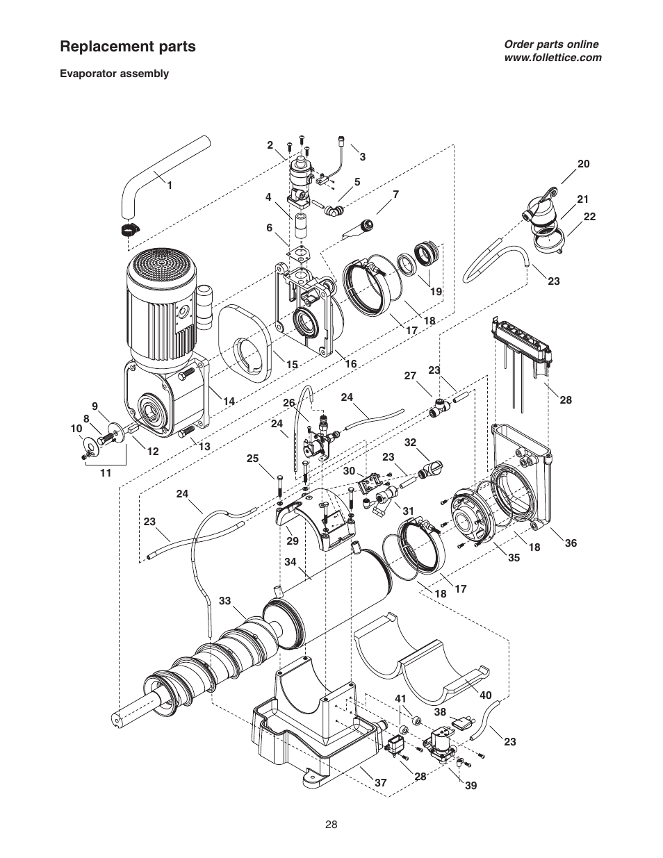 Replacement parts | Follett HCE1400A User Manual | Page 28 / 40