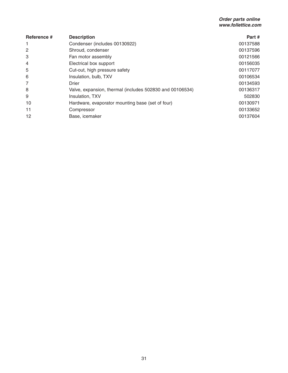 Follett HCE1400A User Manual | Page 31 / 40