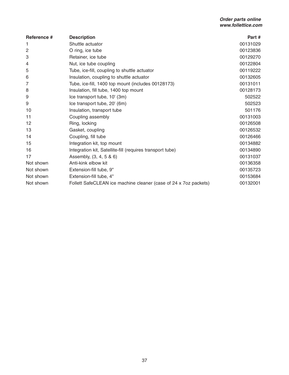 Follett HCE1400A User Manual | Page 37 / 40