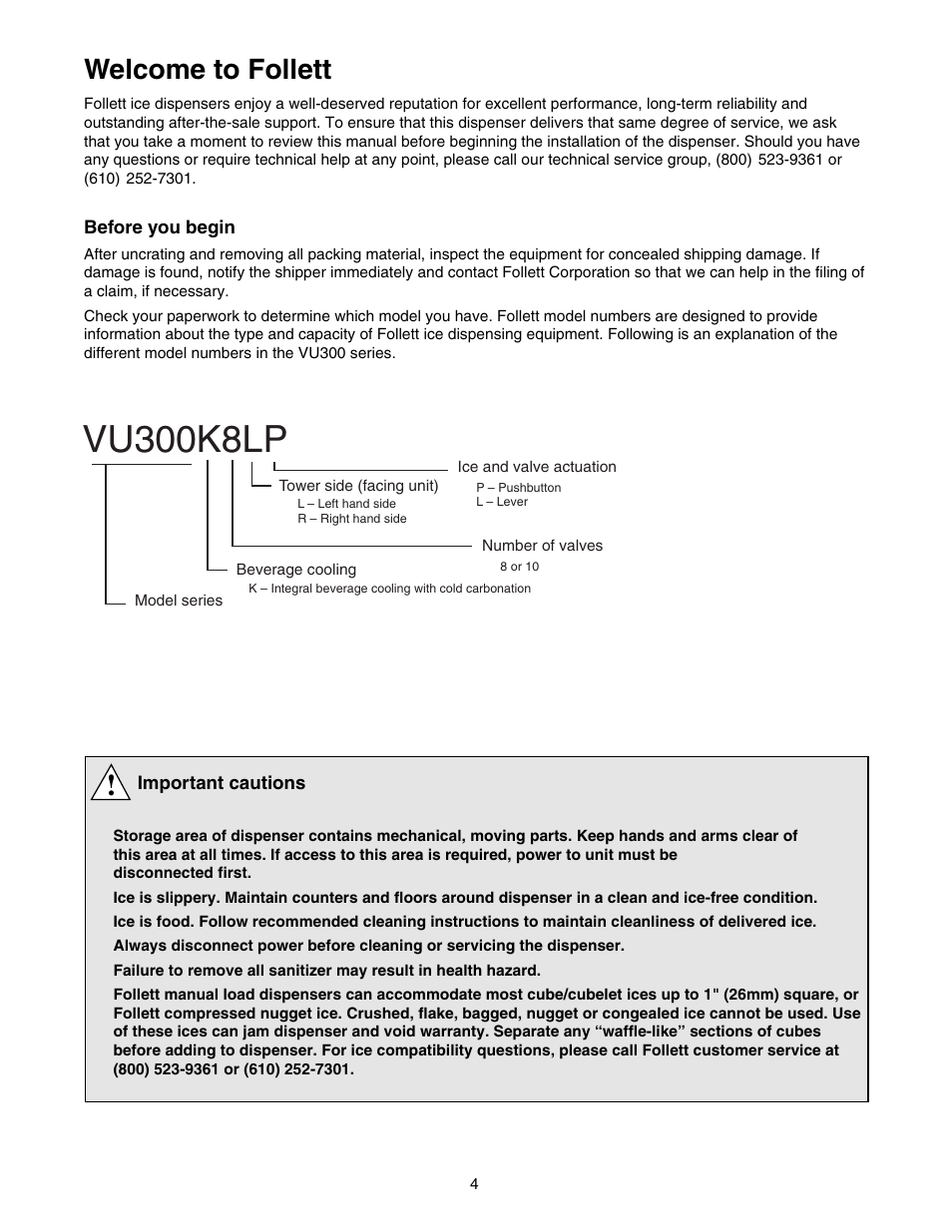 Vu300k8lp, Welcome to follett | Follett 00119628R01 User Manual | Page 4 / 24
