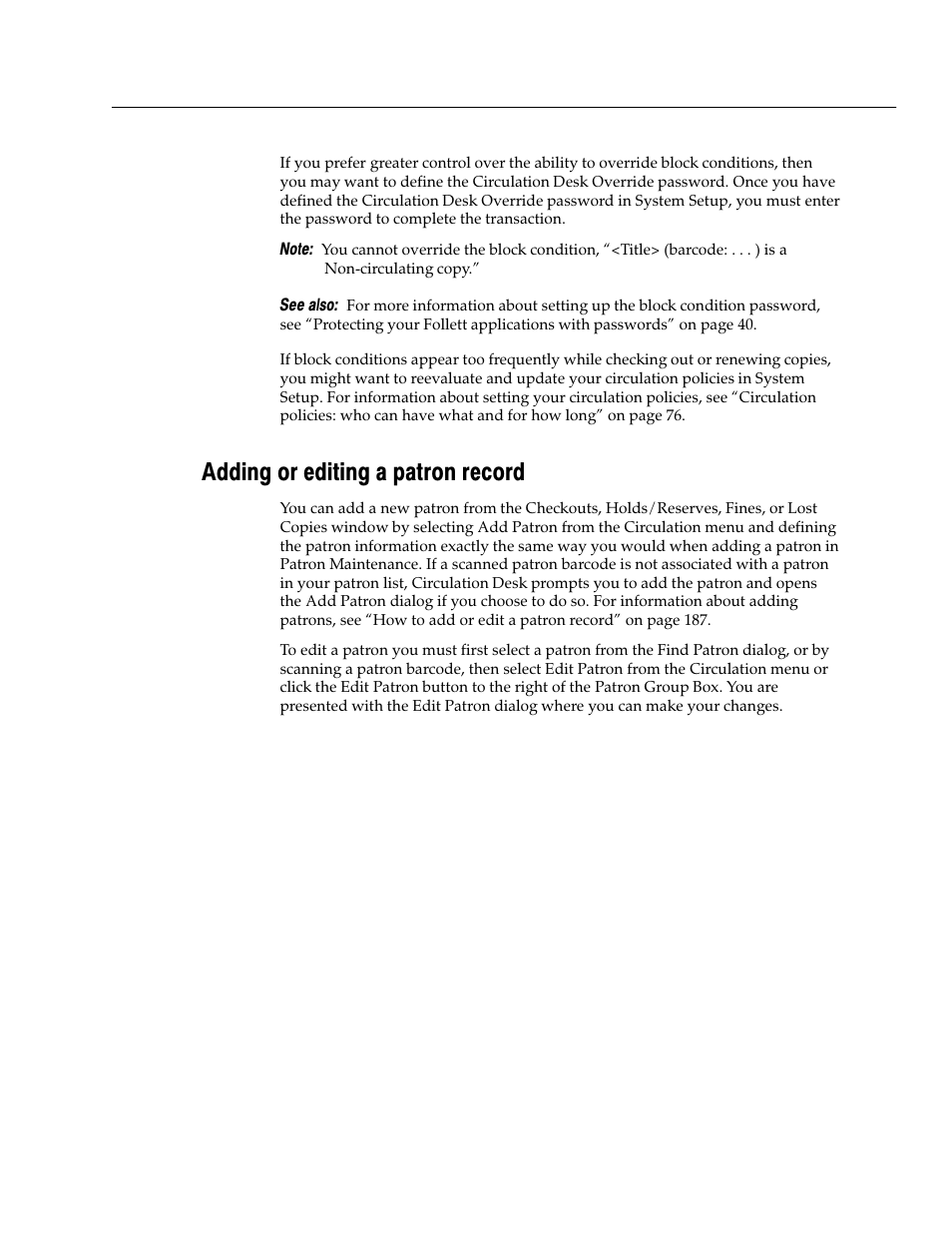 Adding or editing a patron record | Follett VERSION 6.00 User Manual | Page 129 / 730