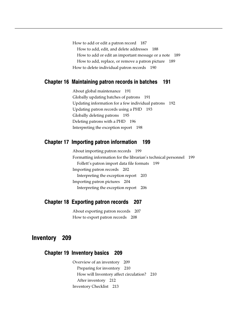 Inventory 209 | Follett VERSION 6.00 User Manual | Page 14 / 730