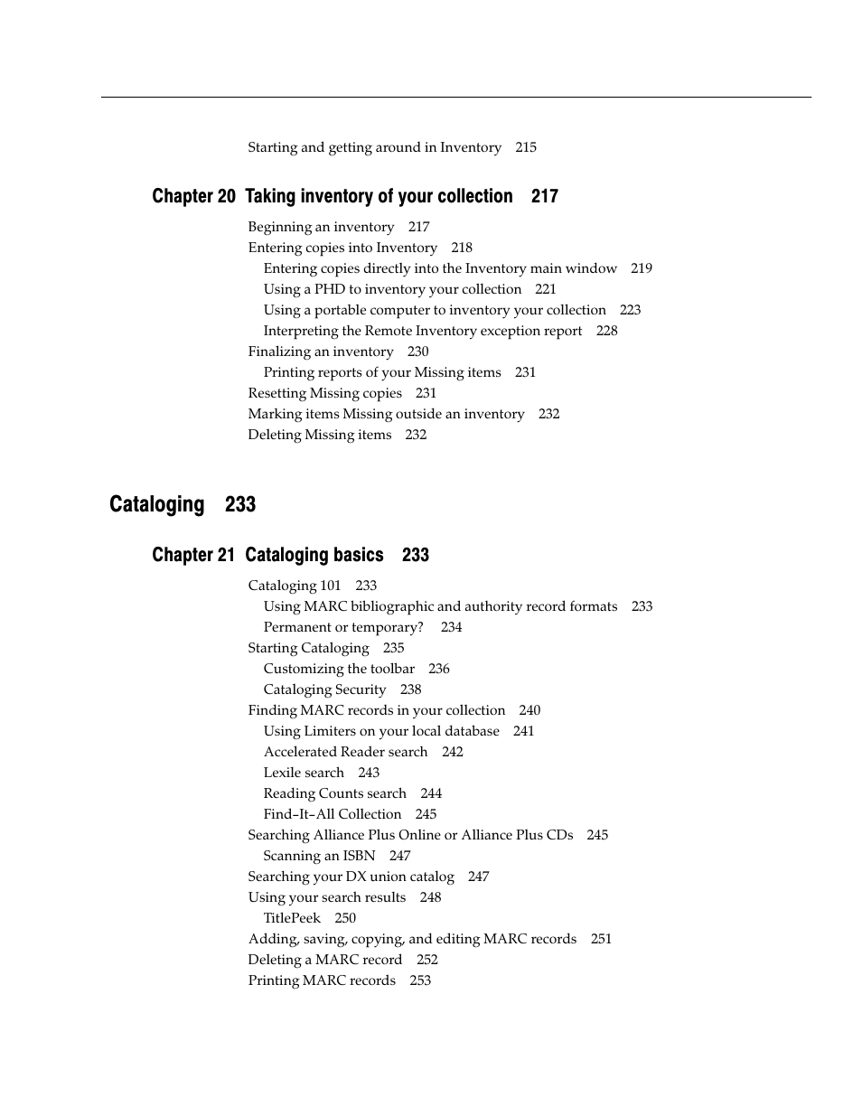 Cataloging 233 | Follett VERSION 6.00 User Manual | Page 15 / 730