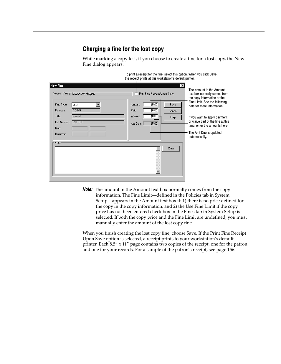 Charging a fine for the lost copy | Follett VERSION 6.00 User Manual | Page 163 / 730