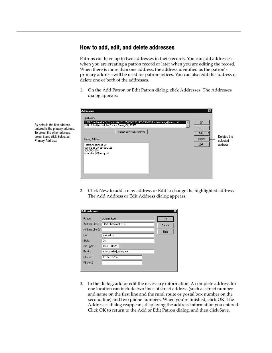 How to add, edit, and delete addresses | Follett VERSION 6.00 User Manual | Page 188 / 730