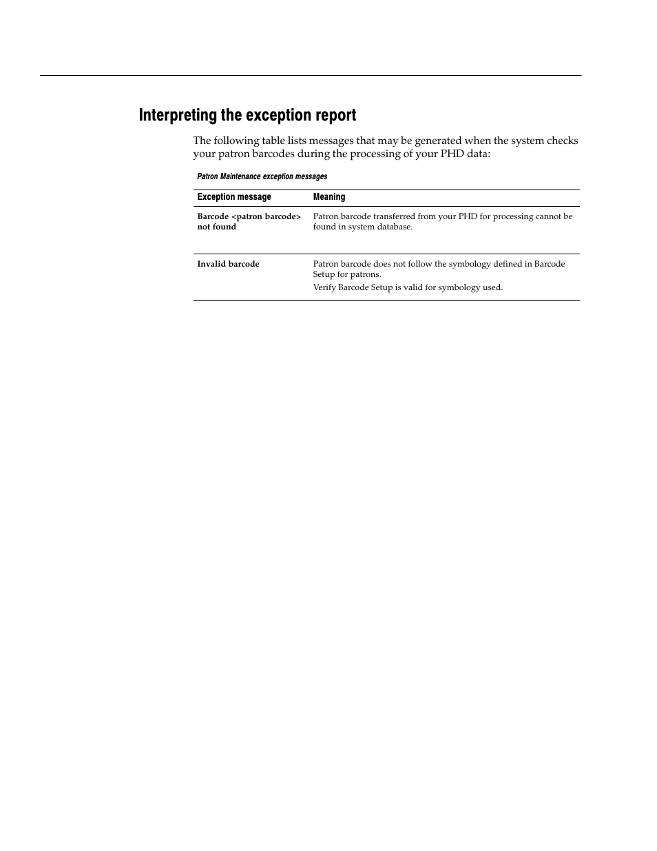 Interpreting the exception report | Follett VERSION 6.00 User Manual | Page 198 / 730