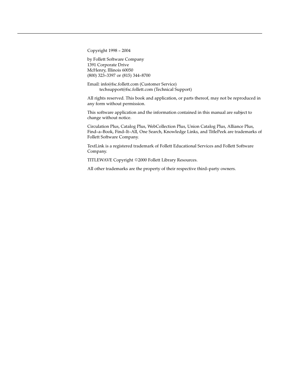 Follett VERSION 6.00 User Manual | Page 2 / 730