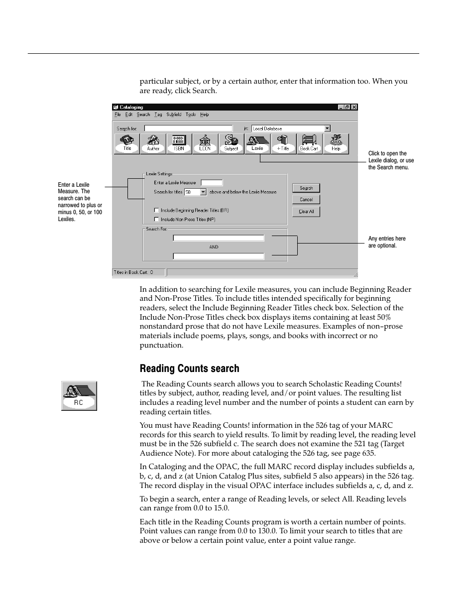 Reading counts search | Follett VERSION 6.00 User Manual | Page 244 / 730