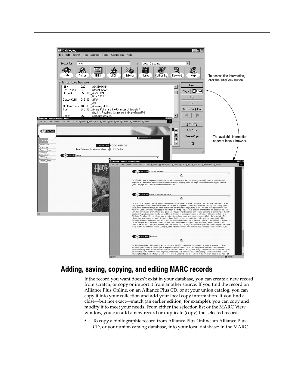 Adding, saving, copying, and editing marc records | Follett VERSION 6.00 User Manual | Page 251 / 730