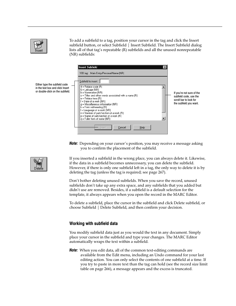 Working with subfield data | Follett VERSION 6.00 User Manual | Page 275 / 730