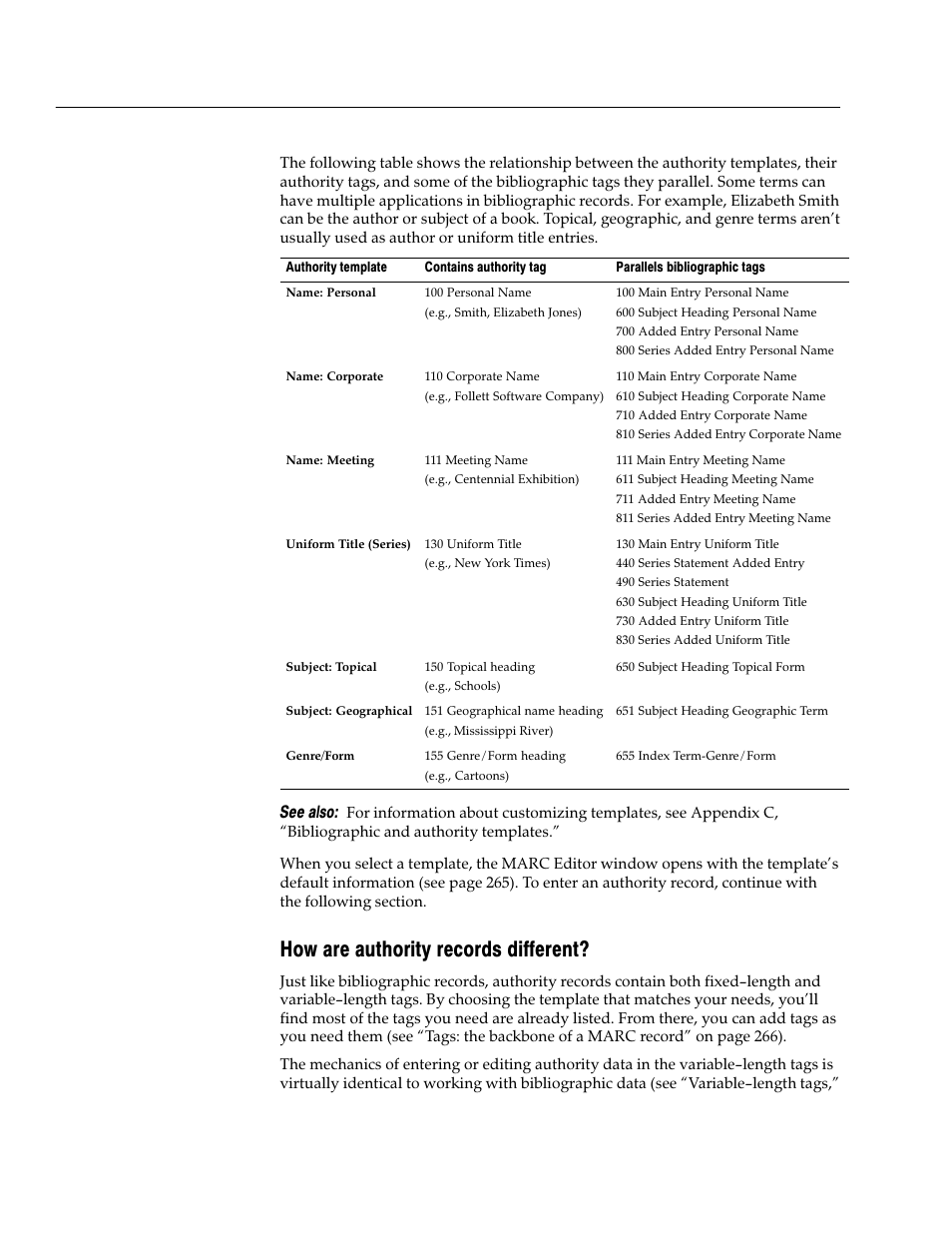 How are authority records different | Follett VERSION 6.00 User Manual | Page 280 / 730