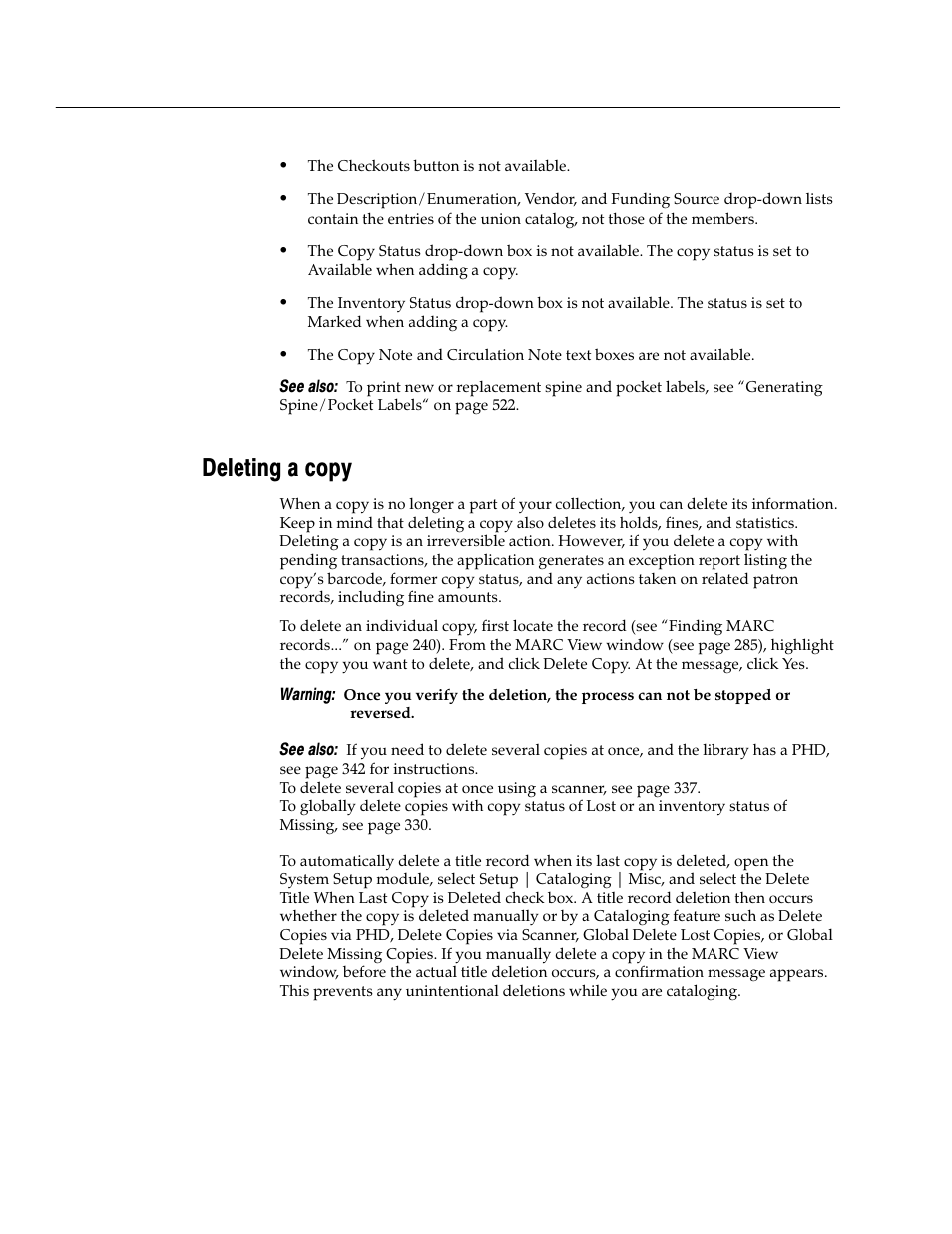 Deleting a copy | Follett VERSION 6.00 User Manual | Page 288 / 730