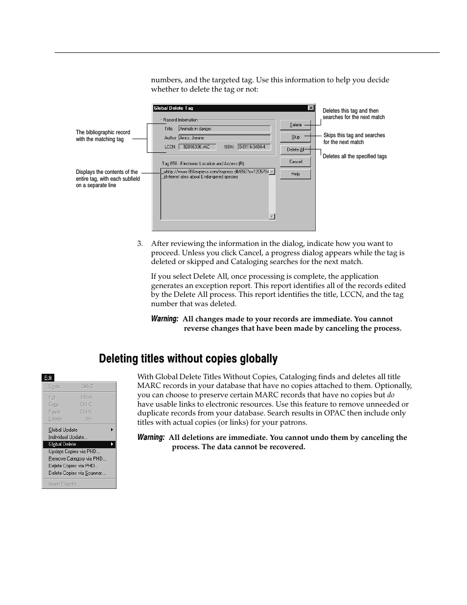 Deleting titles without copies globally | Follett VERSION 6.00 User Manual | Page 335 / 730