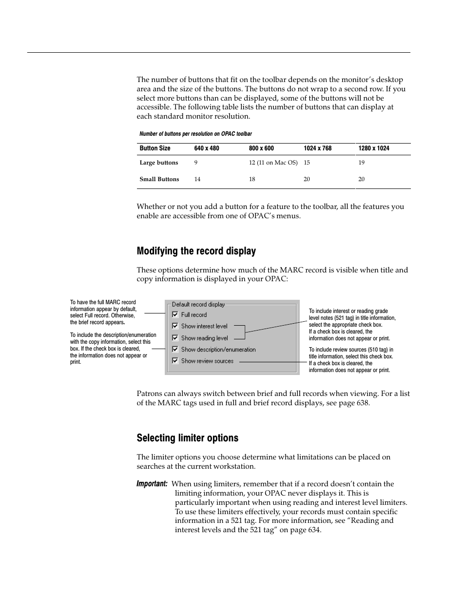 Modifying the record display, Selecting limiter options | Follett VERSION 6.00 User Manual | Page 412 / 730