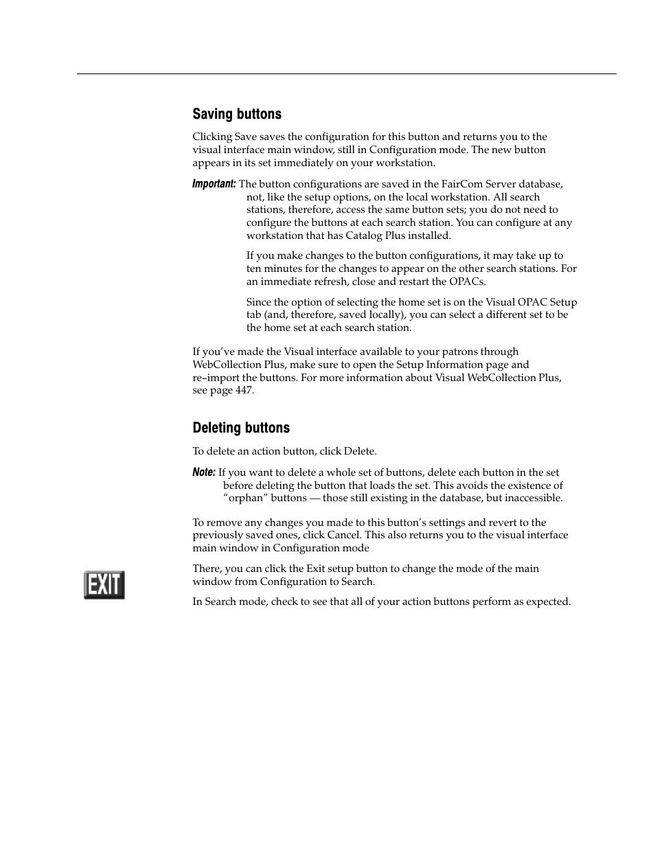 Saving buttons, Deleting buttons | Follett VERSION 6.00 User Manual | Page 427 / 730
