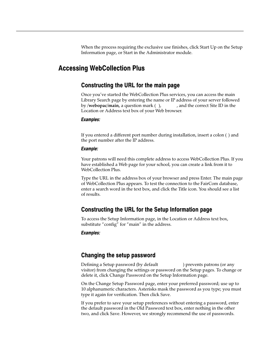 Accessing webcollection plus, Changing the setup password, Constructing the url for the main page | Follett VERSION 6.00 User Manual | Page 432 / 730