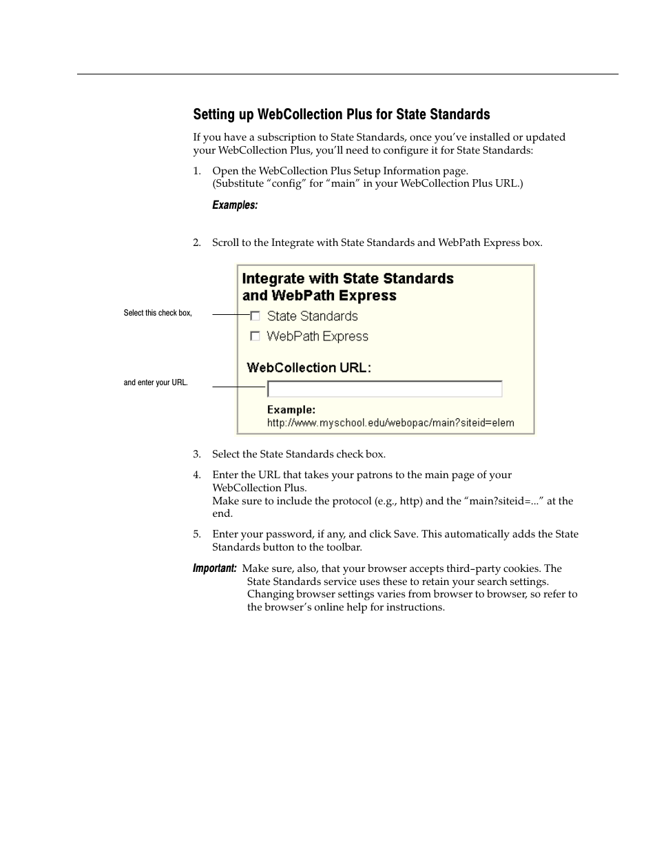 Setting up webcollection plus for state standards | Follett VERSION 6.00 User Manual | Page 443 / 730