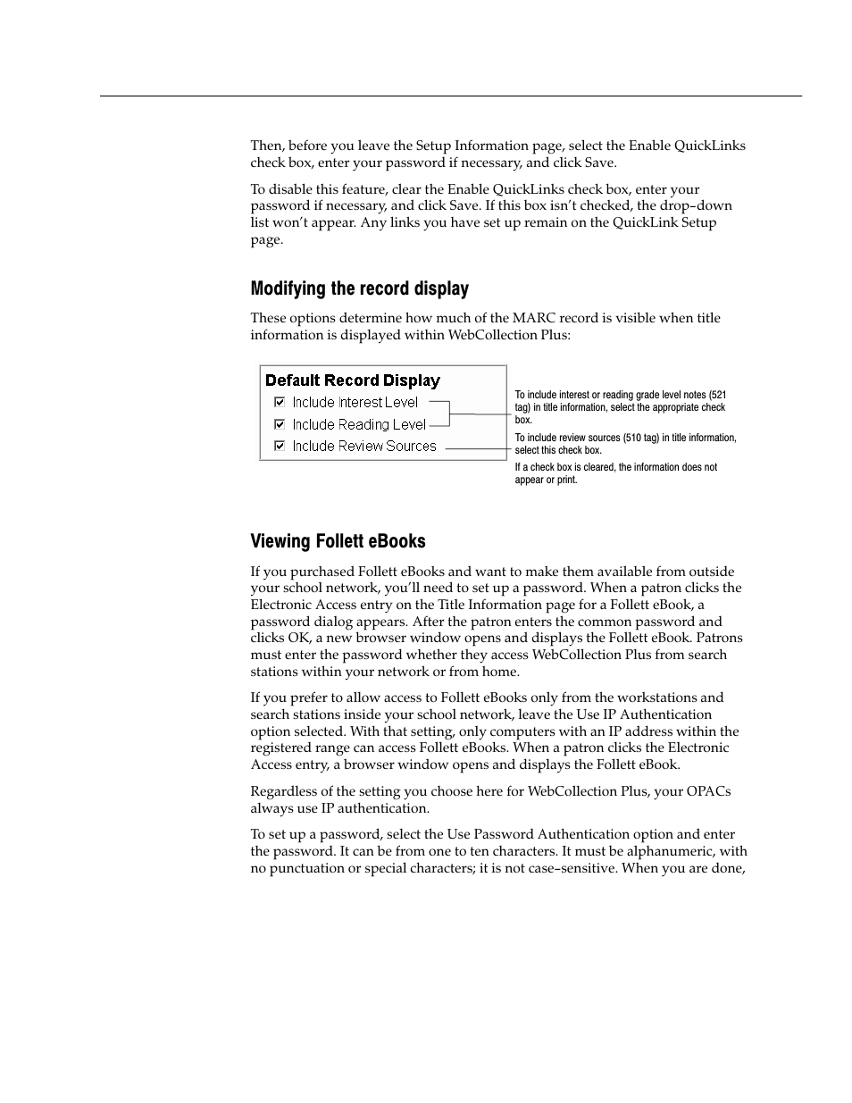 Modifying the record display, Viewing follett ebooks | Follett VERSION 6.00 User Manual | Page 449 / 730