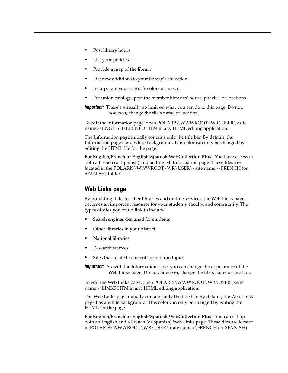 Web links page | Follett VERSION 6.00 User Manual | Page 451 / 730
