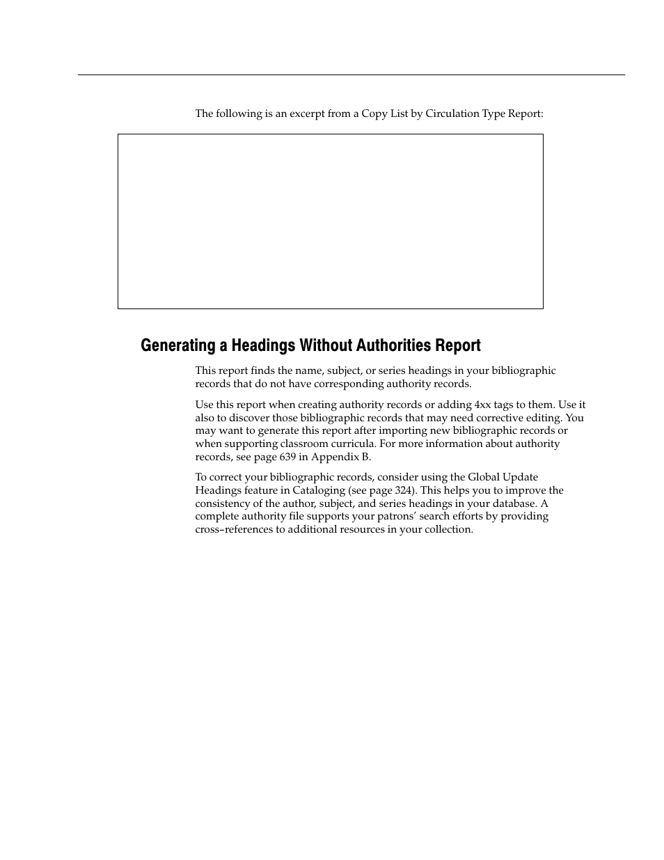 Generating a headings without authorities report | Follett VERSION 6.00 User Manual | Page 517 / 730