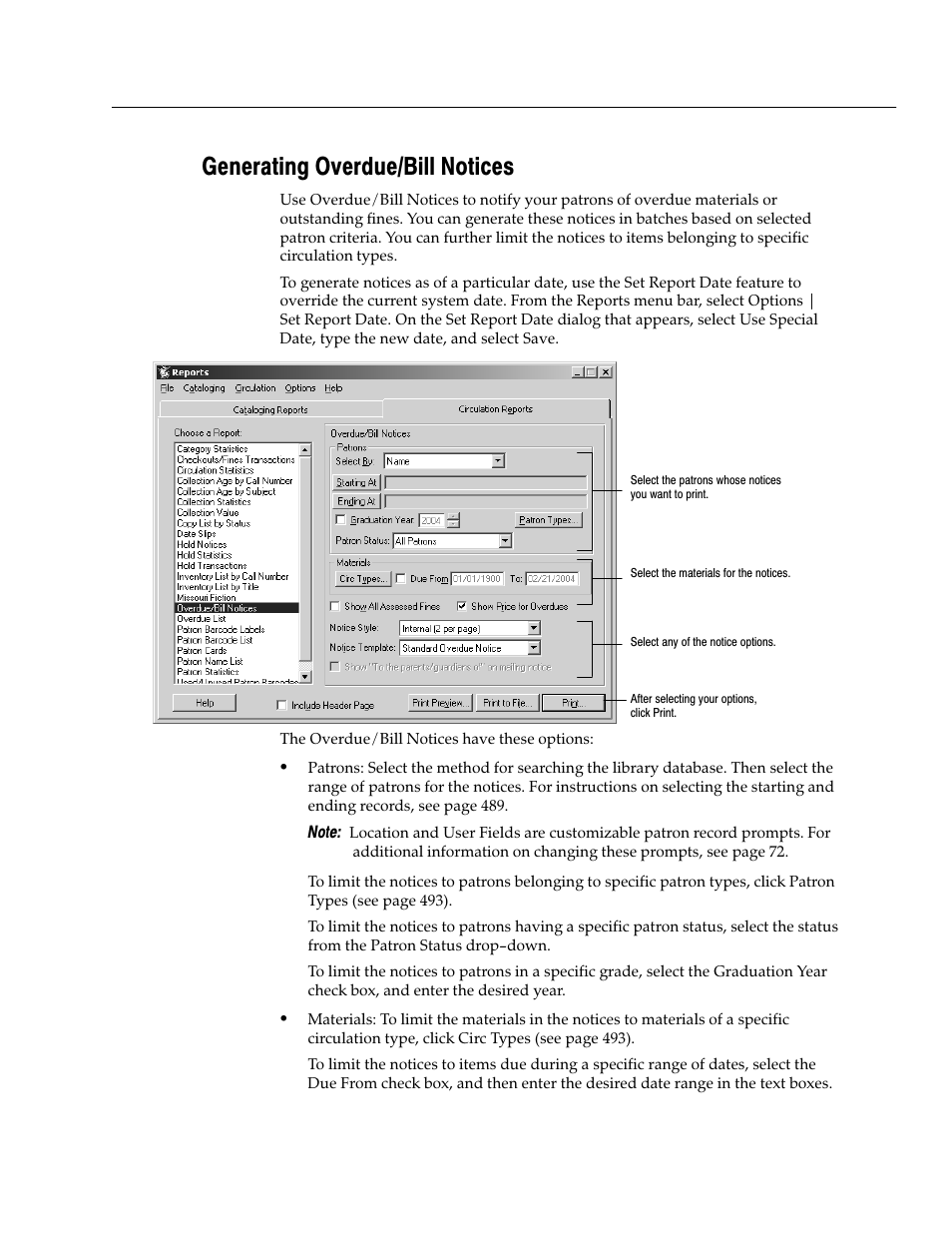 Generating overdue/bill notices | Follett VERSION 6.00 User Manual | Page 561 / 730